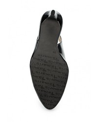 Черные кожаные босоножки на каблуке от Tamaris