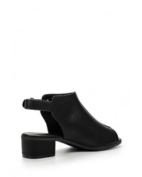 Черные кожаные босоножки на каблуке от Topshop