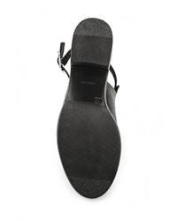 Черные кожаные босоножки на каблуке от Topshop
