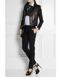 Черные кожаные босоножки на каблуке от Saint Laurent