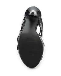 Черные кожаные босоножки на каблуке от Tulipano