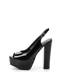 Черные кожаные босоножки на каблуке от Tulipano