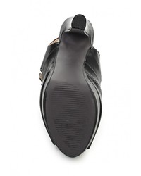 Черные кожаные босоножки на каблуке от Tulipano