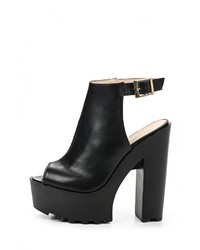 Черные кожаные босоножки на каблуке от Tulipano