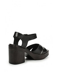 Черные кожаные босоножки на каблуке от Vagabond