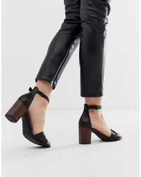 Черные кожаные босоножки на каблуке от Vagabond