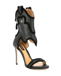 Черные кожаные босоножки на каблуке от Dsquared2
