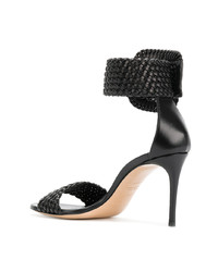 Черные кожаные босоножки на каблуке от Casadei