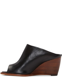 Черные кожаные босоножки на танкетке от Robert Clergerie