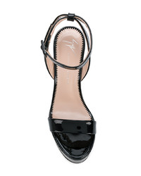 Черные кожаные босоножки на танкетке от Giuseppe Zanotti Design