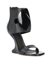 Черные кожаные босоножки на танкетке от Rick Owens