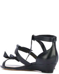 Черные кожаные босоножки на танкетке от Alexandre Birman