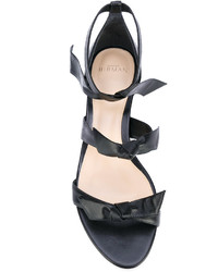 Черные кожаные босоножки на танкетке от Alexandre Birman