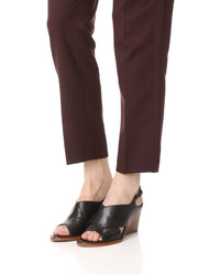 Черные кожаные босоножки на танкетке от Robert Clergerie