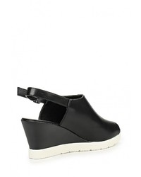 Черные кожаные босоножки на танкетке от Instreet