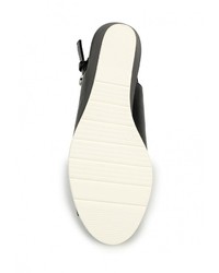 Черные кожаные босоножки на танкетке от Instreet