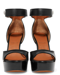 Черные кожаные босоножки на танкетке от Givenchy