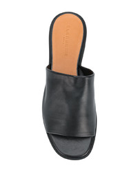 Черные кожаные босоножки на танкетке от Clergerie