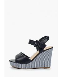 Черные кожаные босоножки на танкетке от Stephan