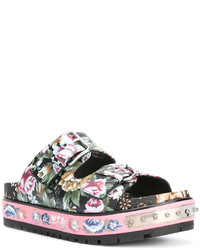 Женские черные кожаные босоножки с принтом от Alexander McQueen