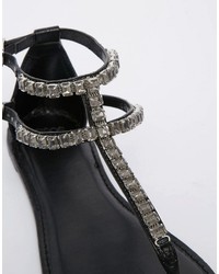 Женские черные кожаные босоножки с украшением от Asos