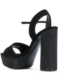 Женские черные кожаные босоножки с украшением от Casadei