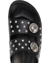 Женские черные кожаные босоножки с шипами от Alexander McQueen