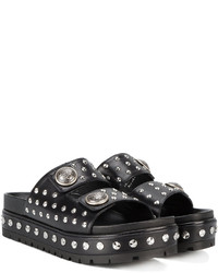 Женские черные кожаные босоножки с шипами от Alexander McQueen