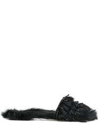 Женские черные кожаные босоножки от Alberta Ferretti