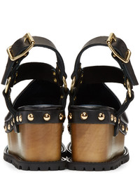 Женские черные кожаные босоножки от Sacai