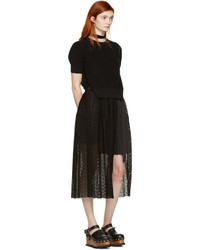 Женские черные кожаные босоножки от Sacai