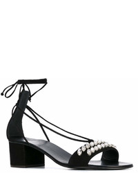 Женские черные кожаные босоножки от Giuseppe Zanotti Design