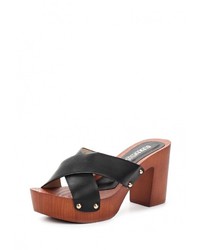 Женские черные кожаные босоножки от Diamantique