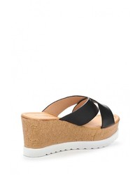 Женские черные кожаные босоножки от Diamantique