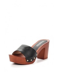 Женские черные кожаные босоножки от Diamantique