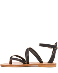 Женские черные кожаные босоножки от K. Jacques