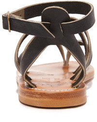 Женские черные кожаные босоножки от K. Jacques