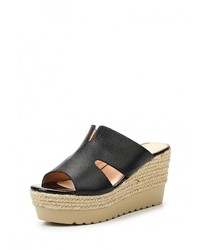 Женские черные кожаные босоножки от Exquily