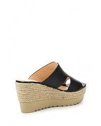 Женские черные кожаные босоножки от Exquily