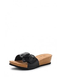 Женские черные кожаные босоножки от Flyfor