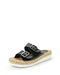 Женские черные кожаные босоножки от Flyfor