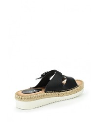 Женские черные кожаные босоножки от Flyfor