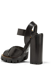 Женские черные кожаные босоножки от Prada