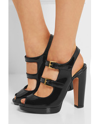 Женские черные кожаные босоножки от Alexander McQueen