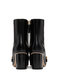 Черные кожаные ботильоны c бахромой от Gucci