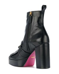 Черные кожаные ботильоны c бахромой от Gucci