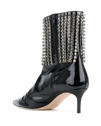 Черные кожаные ботильоны c бахромой от Christopher Kane