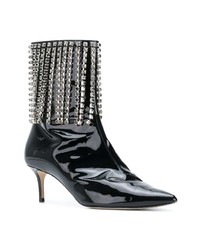 Черные кожаные ботильоны c бахромой от Christopher Kane