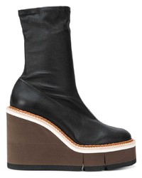 Черные кожаные ботильоны на танкетке от Clergerie