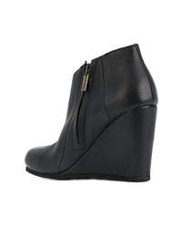 Черные кожаные ботильоны на танкетке от Peter Non